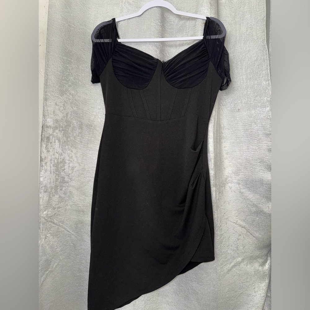 Elegant Black Dress with Sheer Sleeves
